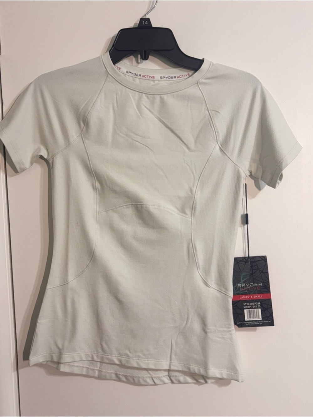 NWT Spyder Active Women's Short-Sleeve Performance Top in white, size XS